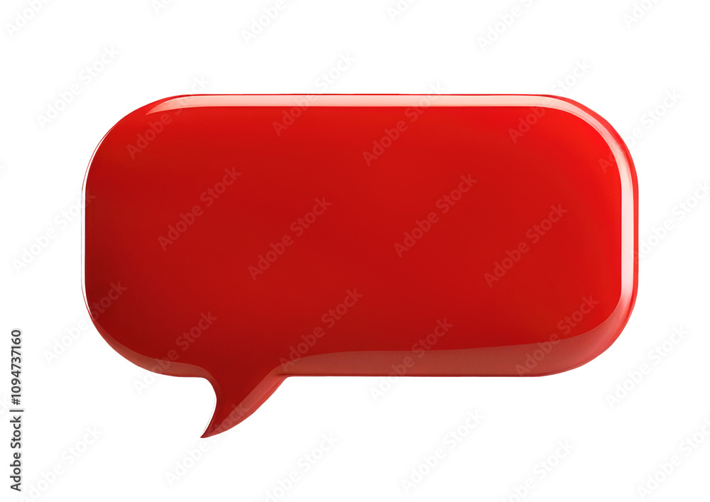 Empty red volumetric speech bubble isolated on white background and transparent background. PNG. Empty red volumetric speech bubble isolated on white background and transparent background. PNG.