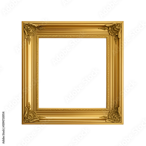 A Square gold frame with a minimalist design ideal for modern png isolated on transparent background