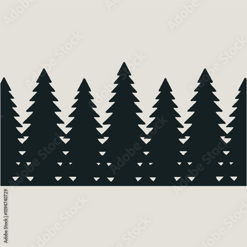 Pinetree forest silhouette set. Conifer pine trees in a forest or park simple icon for nature 
