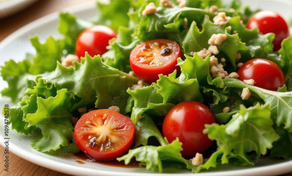 Fresh salad with vibrant tomatoes and greens. Fresh salad with vibrant tomatoes and greens.