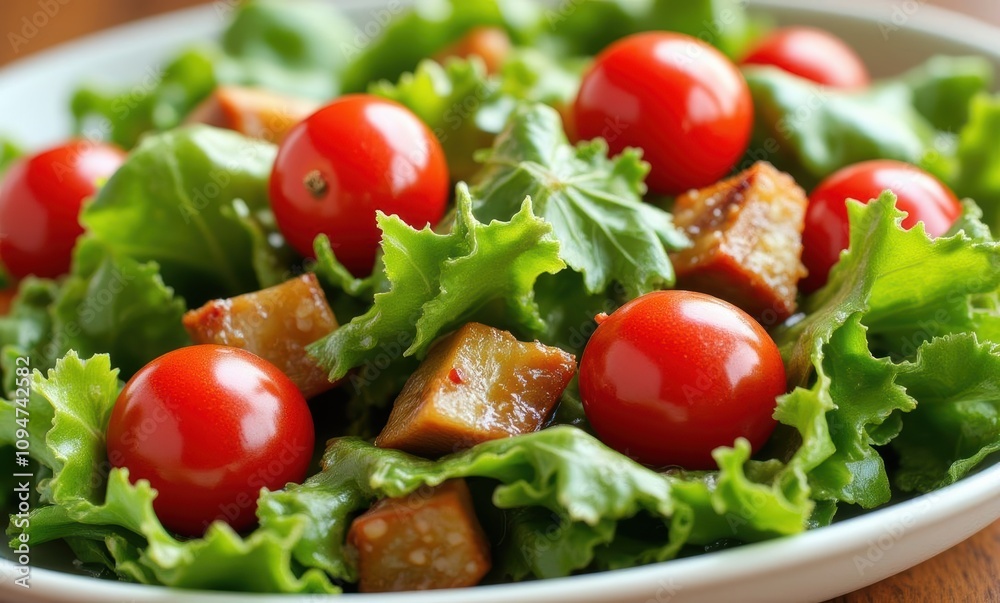 Fresh green salad with cherry tomatoes Fresh green salad with cherry tomatoes