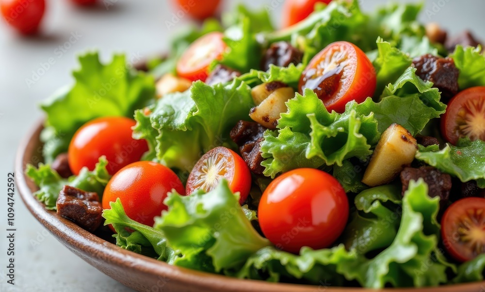 Fresh salad with cherry tomatoes and greens