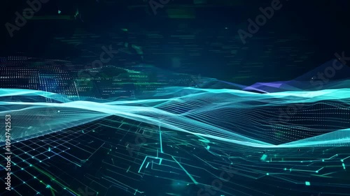 video of digital landscape showcasing abstract data visualization and virtual connections in a futuristic environment