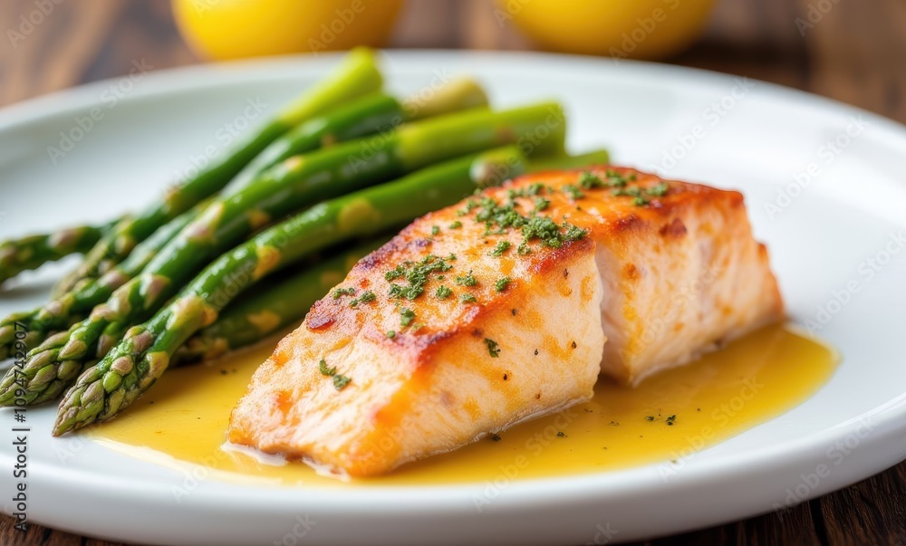 Delicious salmon fillet with asparagus Delicious salmon fillet with asparagus
