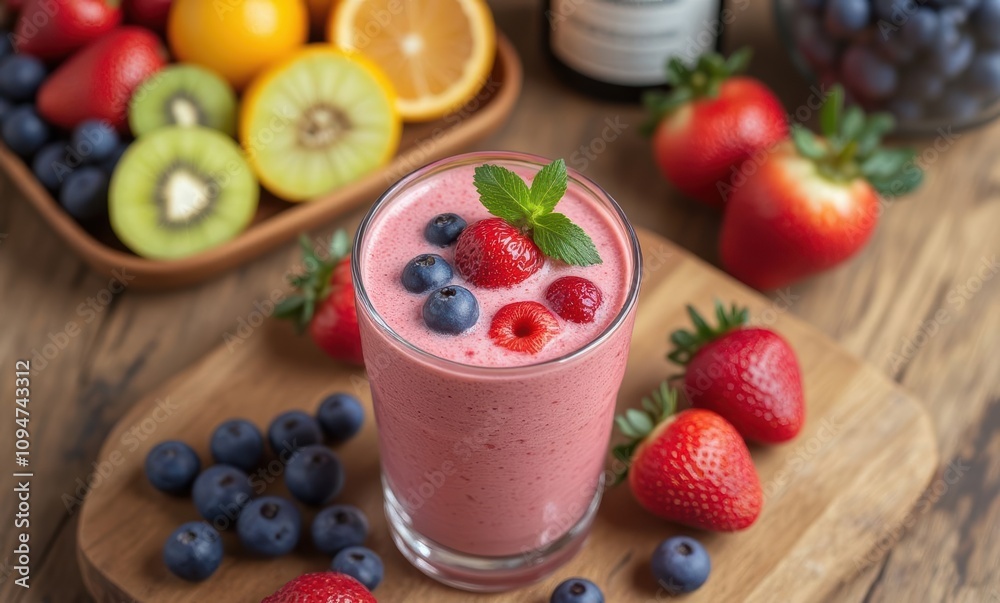 Refreshing berry smoothie in a glass
