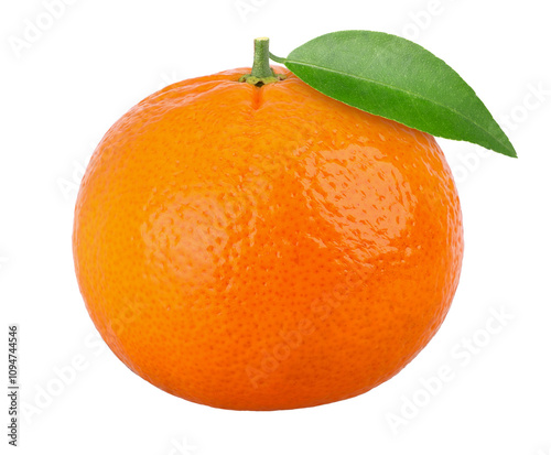 фотографія Orange fruit with leaves isolated, transparent PNG, PNG format, full depth of fi