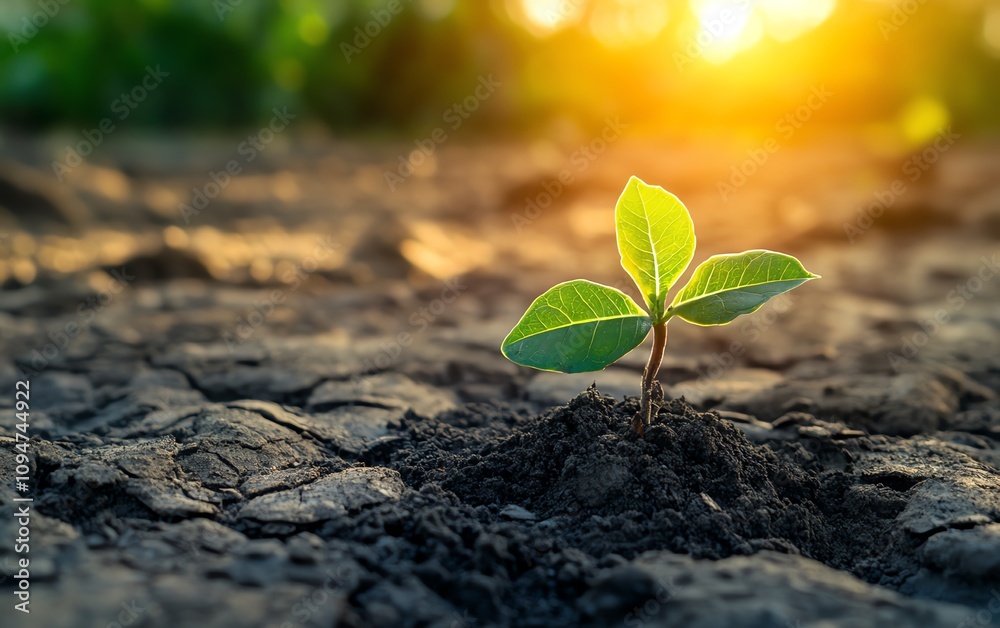 Resilient green plants glowing in a deteriorating environment, symbolizing the strength of nature and the cycle of renewal and hope Resilient green plants glowing in a deteriorating environment, symbolizing the strength of nature and the cycle of renewal and hope