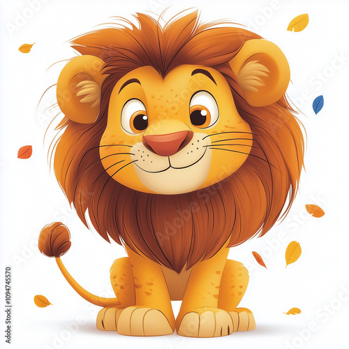 funny lion, kids illustrations , cartoonish , white background photo