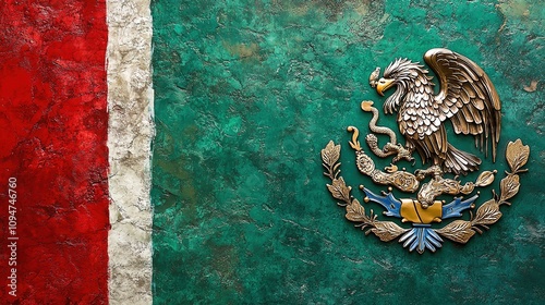 Mexican flag on textured background.