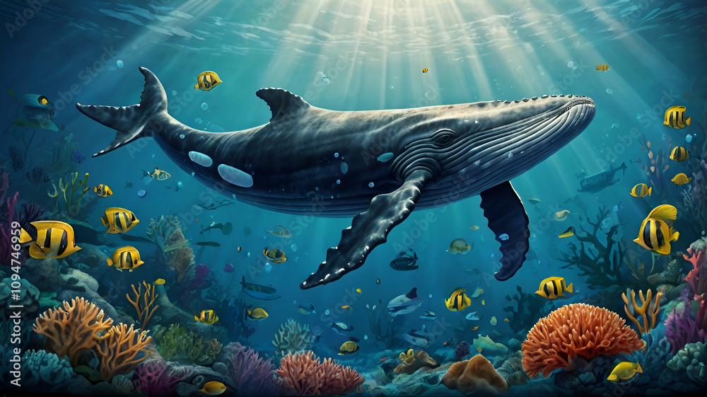 Fototapeta premium whale in sea