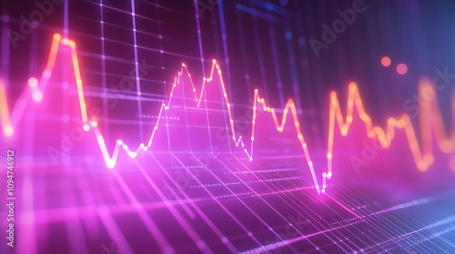 Neon Stock Market Graph: Dynamic Financial Data Visualization