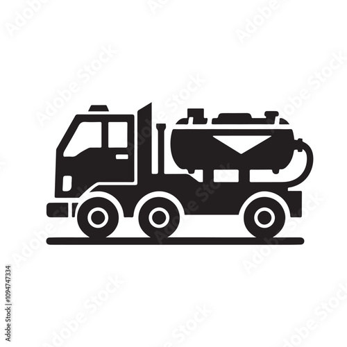 Vector illustration of a black and white sewage truck.eps