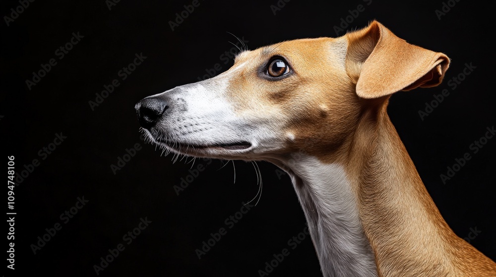 Profile Portrait of a Dog on Dark Background, Minimalist Studio Lighting Profile Portrait of a Dog on Dark Background, Minimalist Studio Lighting