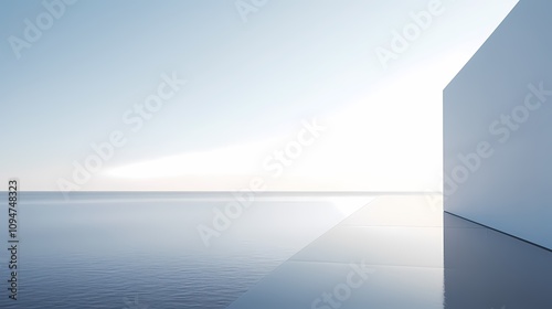 Digital technology sea wall geometric landscape illustration poster background