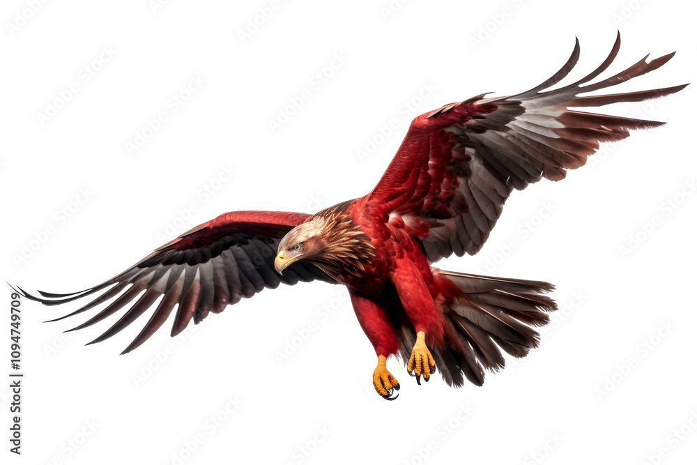 Fototapeta premium Big eagle looking isolated on white.