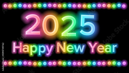 2025 Glow Happy New Year Text Animation