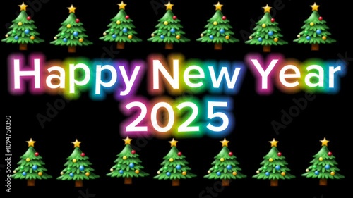 Color 2025 Happy New Year Text Animation