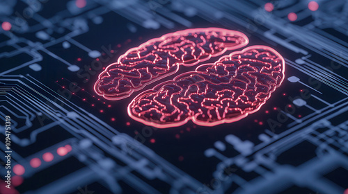 Artificial intelligence medical research and innovative solutions. digital representation of brain with circuit patterns, symbolizing AI and technology.
