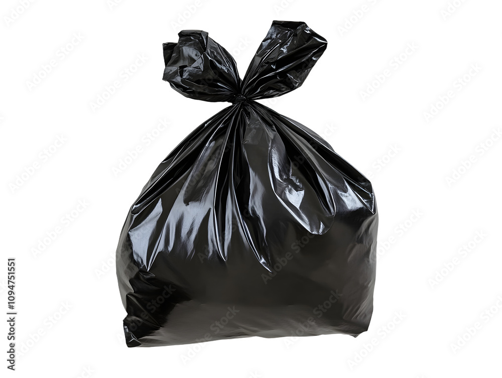 Black garbage bag tied on a white background. PNG transparent. Black garbage bag tied on a white background. PNG transparent.