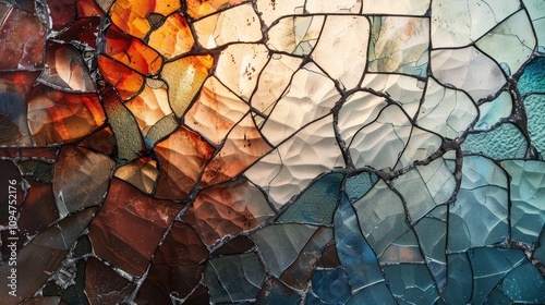 Colorful stained glass crack wall texture. Abstract background and texture for design.