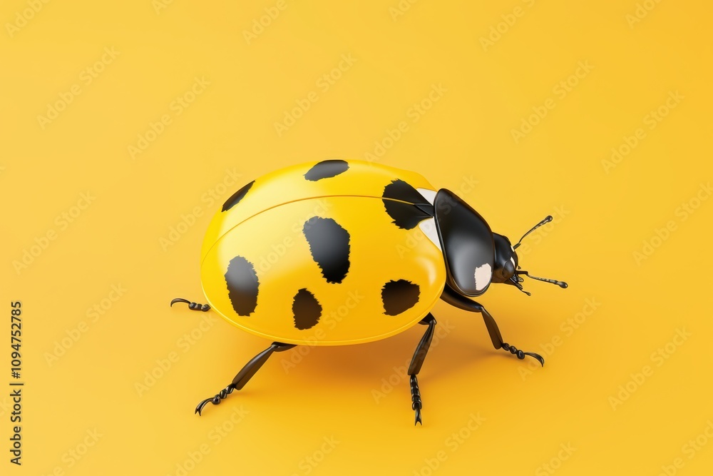 Vibrant yellow ladybug with black spots Vibrant yellow ladybug with black spots
