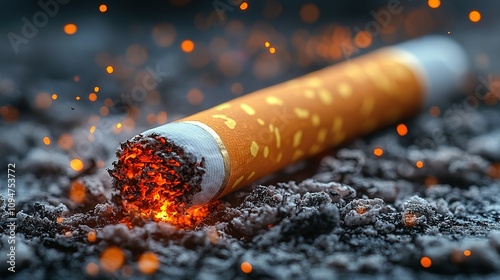 Burning Cigarette Ash Embers Glowing photo