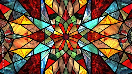 Stained glass window mandala background