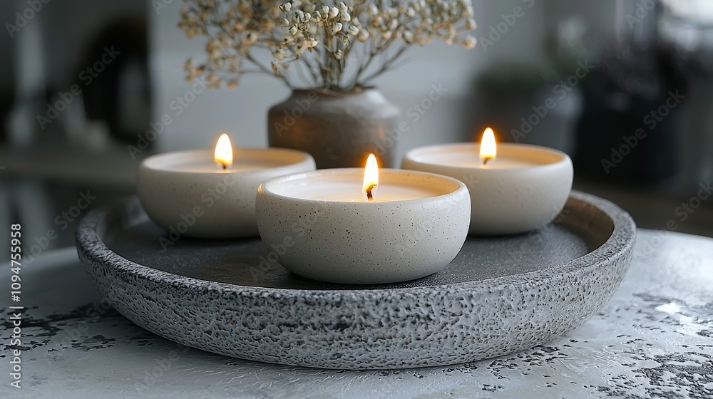 Calming scene with candles and decorative elements for a serene atmosphere