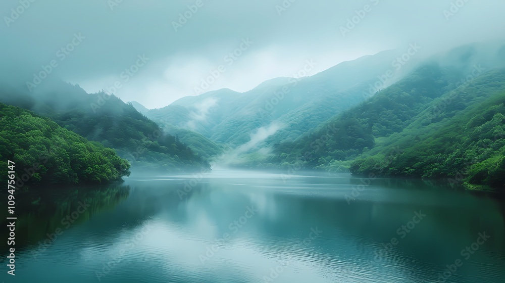 Digital technology green mountains and clear waters new energy power generation illustration poster background