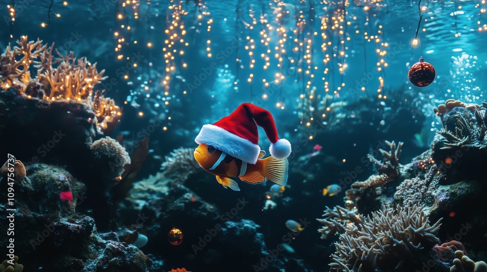 Festliche Korallenwelt mit Weihnachtsfisch Festliche Korallenwelt mit Weihnachtsfisch
