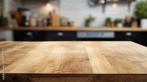 Wooden Tabletop in Modern Kitchen