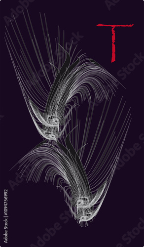Tarot cards - back design. T-square, cross. Tarot background
