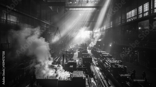 Smoke and Light in a Factory During World War II