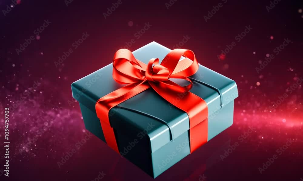 Floating gift box adds a touch of magic and mystery to celebrations in a dark backdrop Floating gift box adds a touch of magic and mystery to celebrations in a dark backdrop