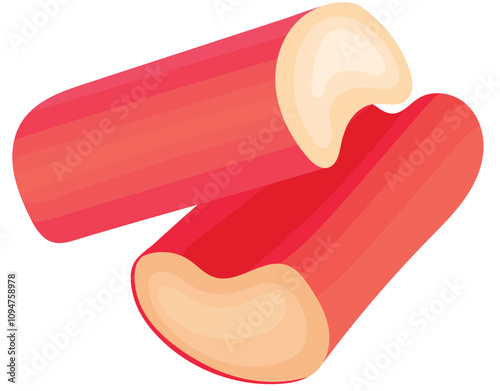 Rhubarb Vegetable Slices Illustration Isolated on White Background