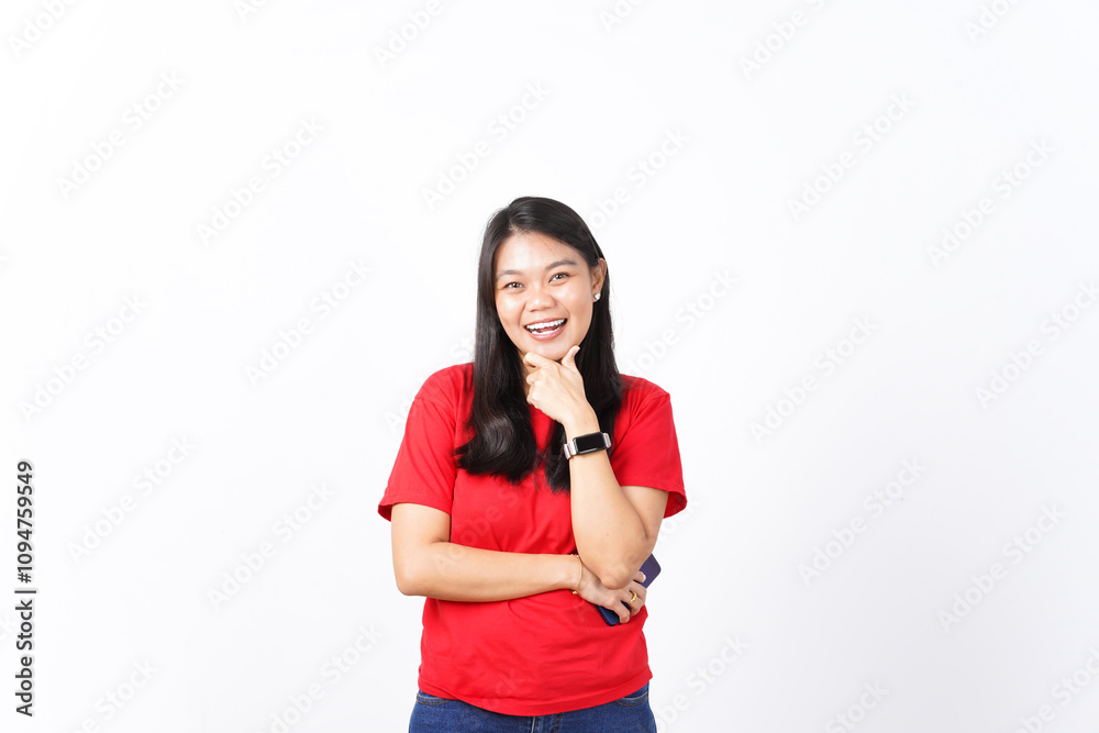 beautiful Asian woman strikes a confident pose with her arms crossed, set against a white background beautiful Asian woman strikes a confident pose with her arms crossed, set against a white background
