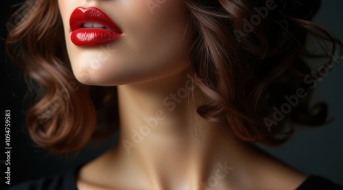 Elegant woman with striking red lips