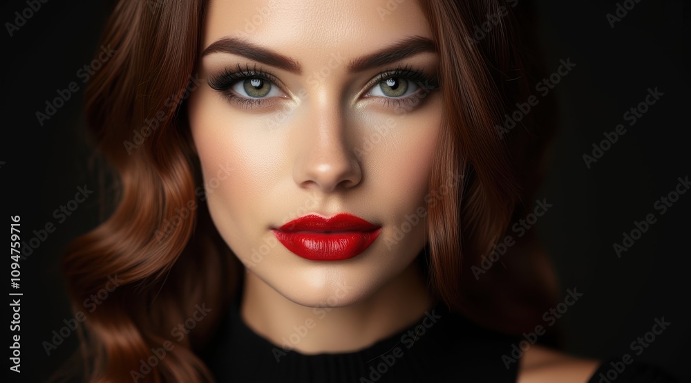 Glamorous woman with striking red lips Glamorous woman with striking red lips
