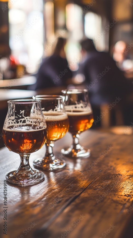 Friends savor unique Belgian brews while enjoying lively conversations in a rustic pub setting Friends savor unique Belgian brews while enjoying lively conversations in a rustic pub setting
