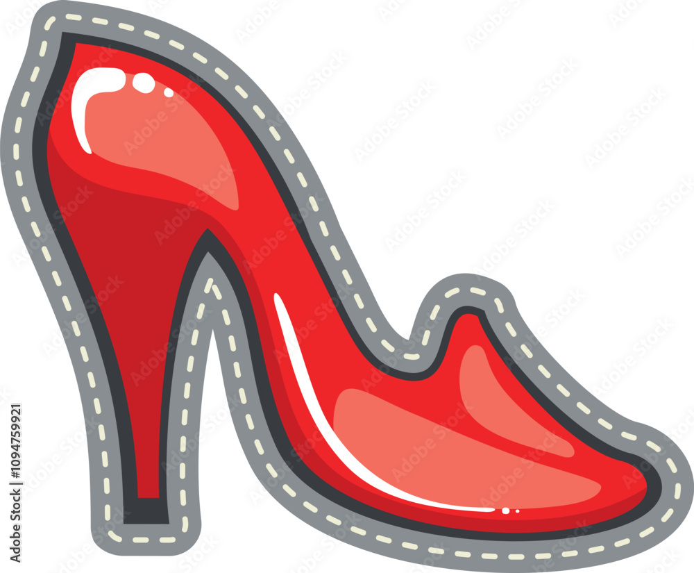 Fototapeta premium Red high heel sexy shoe seamed label