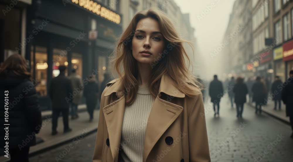 Elegant woman in a city street setting Elegant woman in a city street setting