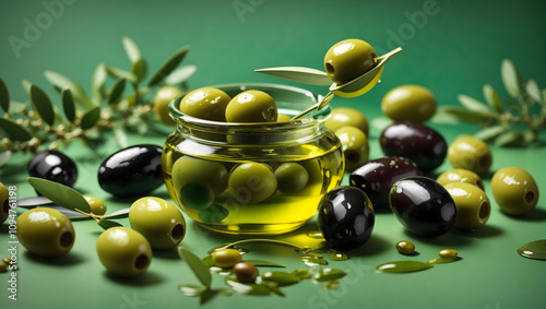 Olive oil in vintage bottles 