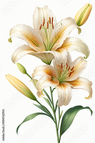 lily flower blooming beautifully isolated on background, created by generative ai
