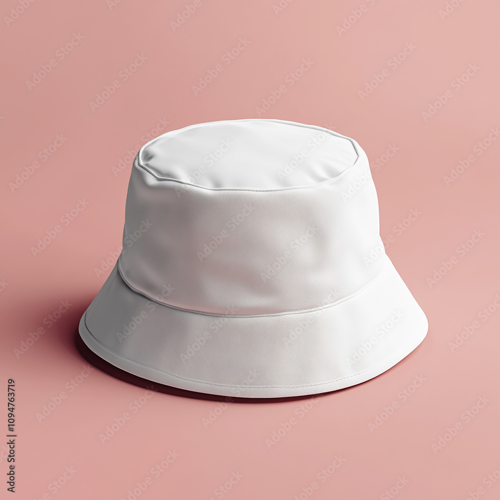 Mockup of white bucket hat on white background generated.AI Mockup of white bucket hat on white background generated.AI