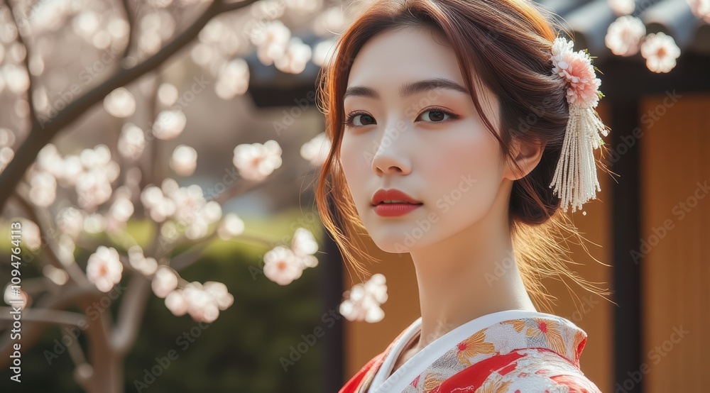 Beautiful Asian woman in traditional kimono Beautiful Asian woman in traditional kimono