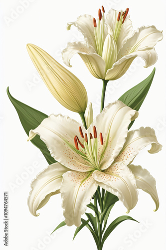 lily flower blooming beautifully isolated on background, created by generative ai