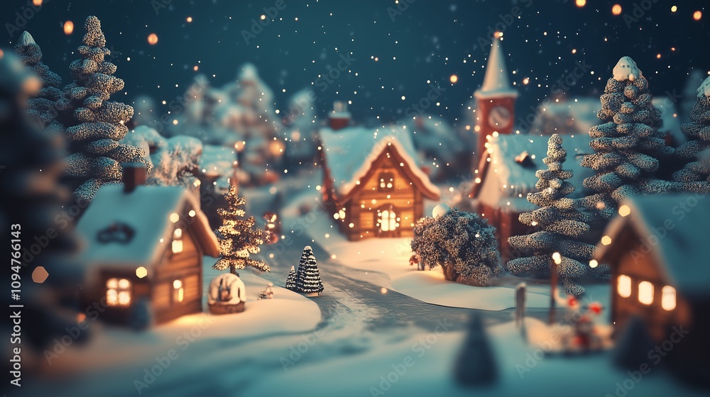 Fototapeta premium おもちゃの雪国のクリスマス