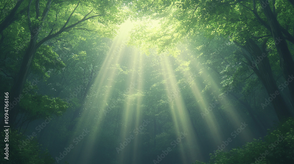 Sunlight Piercing the Lush Forest Canopy Sunlight Piercing the Lush Forest Canopy