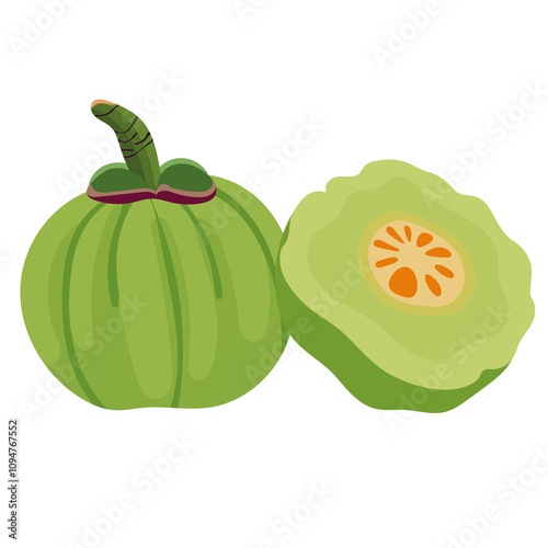 Garcinia Atroviridis Fruits with Sliced Illustration Isolated on White Background photo