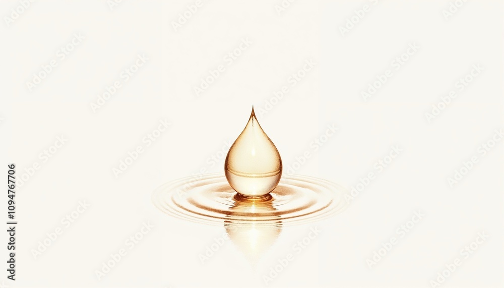 Fototapeta premium Elegant golden water drop creating ripples, representing the Baptism of Jesus on a soft background